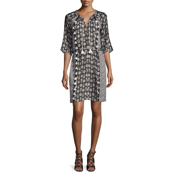 Figue Odesa Dress Printed Cotton Tunic Shift Dandelion Chevron Polka Dot XS - Picture 1 of 10